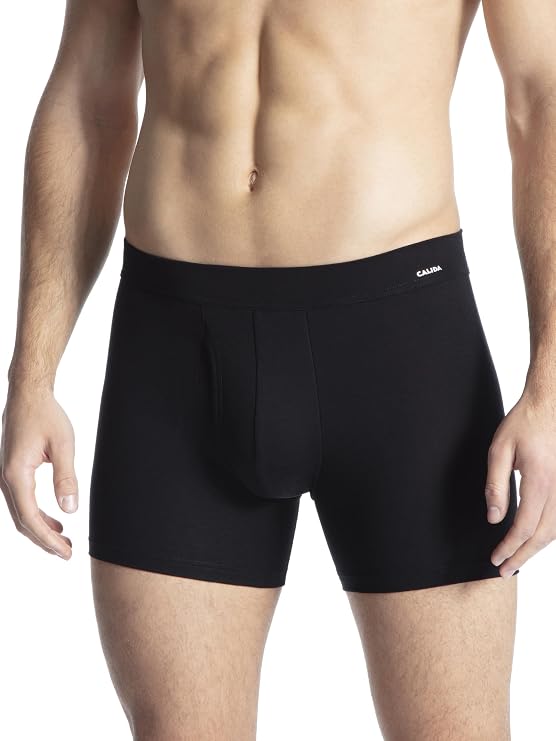 Calida Cotton Code Men's Boxer Briefs with Fly | Longer Leg Underwear | Soft Cotton Elastane Blend | Flat Comfort Waistband