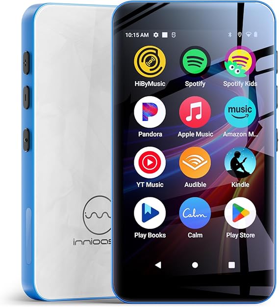 MP3 Players with Bluetooth WIFI,160GB innioasis MP3 Players with Spotify, Spotify Kids, Pandora, Play Store, Parental Manager App, Calm, 4" HD Full Touch Screen MP4 Music Player for Kids (Blue+White)