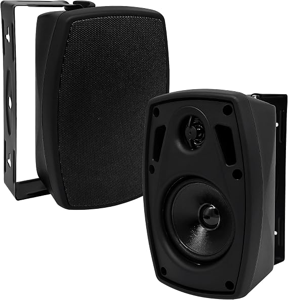 4 Inch Outdoor Waterproof Wall Mount Speakers - Bluetooth 5.3, for Patio, Pool, Garden,Waterproof, Weatherproof Design, IIndoor and Outdoor use (Pair Black)
