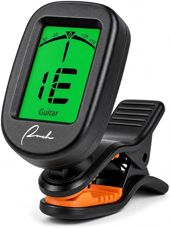 Ranch Guitar Tuner Clip On - Fast & Accurate Chromatic Acoustic/Electric Guitar Tuner, Bass, Ukulele, Violin, Banjo - 360 Rotatable Digital Display, Noise Immunity - Classic Black