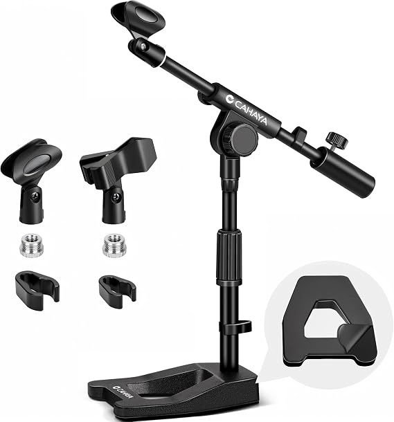 CAHAYA Mic Stand Desk Adjustable Metal Boom Arm Desktop Microphone Mount