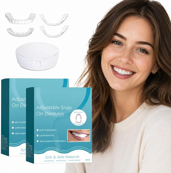 2 Set Clip in Veneers Teeth for Adults, Snap-On Upper and Lower Teeth Covers, Adjustable Cosmetic Smile Veneers, Natural Looking Smile for Daily Wear, Events and Travel