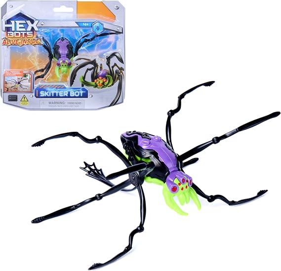 HEX Bots Skitter Bot Spider、ロボットキッズトイ 昆虫のような動きで屋内/屋外で遊ぶ ロボットおもちゃ 4歳以上の男の子&女の子向け グリーン
