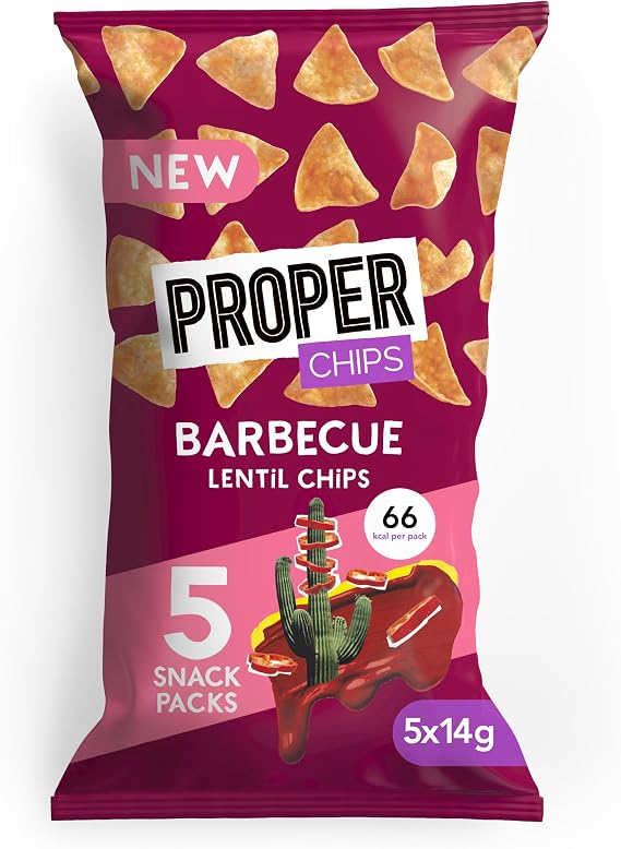 PROPERCHIPS Barbecue Lentil Chips 5 x 14g (70g) - Vegan Gluten Free Snacks