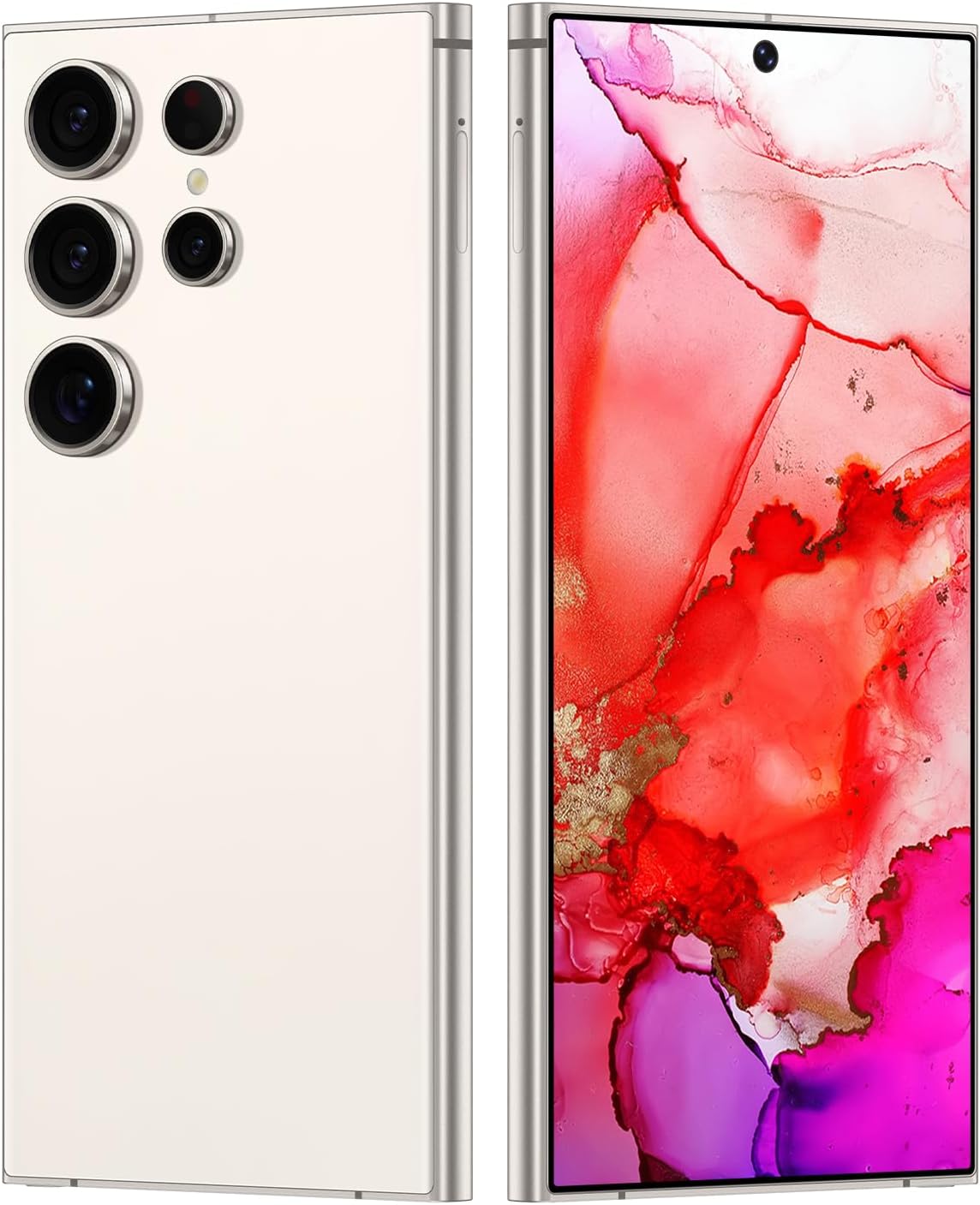 X24 Ultra Unlocked Cell Phones, 8256GB128GB Smartphone, Unlocked Android Phone, 6.8 HD Screen with 128GB Memory Card, Long Battery Life 6800mAh, Face IDUS VersionDual SIM5G Rice White
