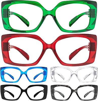 Eyekepper 6 Pack Women Metalless Screwless Spring Hinges Reading Glasses Ladies Thick Frame Readers Cheaters 2.75