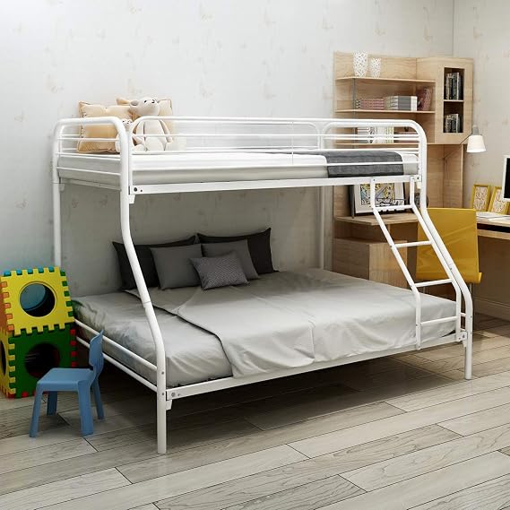 Metal Bunk Bed Twin Over Twin with Ladder and Safety Guard Rails,Bedroom Heavy Duty Bed Frame w/Slat Support & No Box Spring Required,Easy Assembly,for Adult Kid Boy Girl,Black
