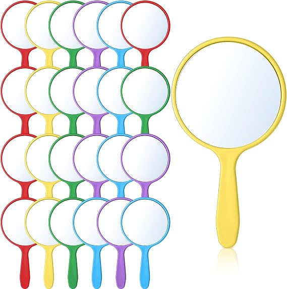Jetec 25 Pcs Mirror Handle, Red, Yellow, Blue, Green, Purple