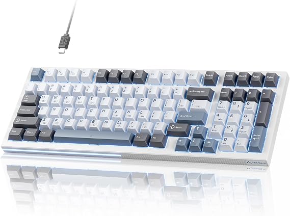 KEMOVE K98SE Mechanical Gaming Keyboard, 98 Keys LED Backlit Programmable Keyboard, 96% Wired Computer Keyboard with Double Sound Dampening Foam, Pre-lubed Blue Switch