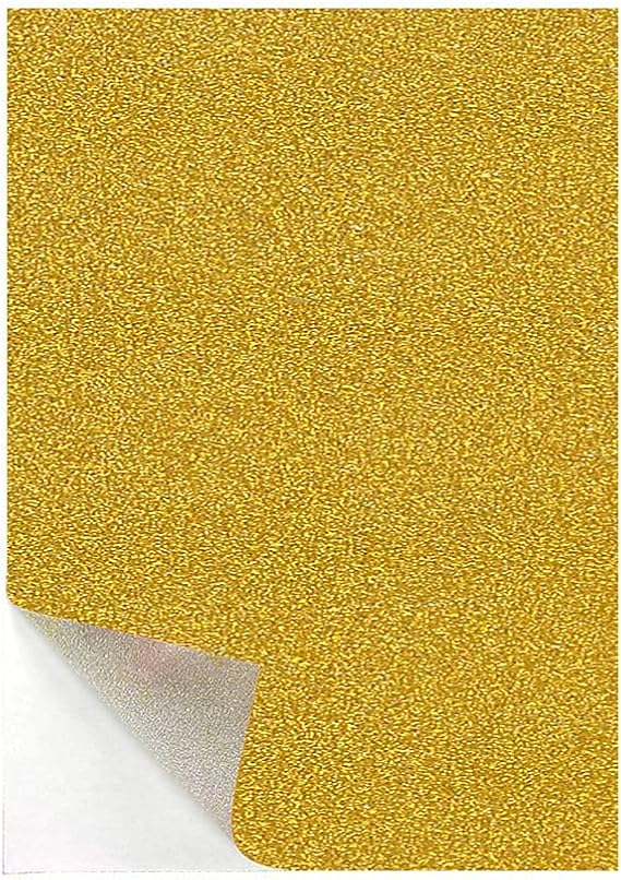 20 Sheets of Self-Adhesive Sparkle Shinny Craft Sheets Rainbow Sparkly Glitter Cardstock Paper in A4 Size for DIY Craft Projects Card Making Party Decoration(Gold)