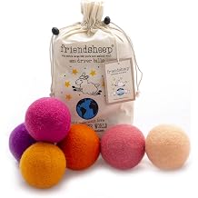 Friendsheep Wool Dryer Balls 6 Pack XL Organic Premium Reusable Cruelty Free Handmade Fair Trade No Lint Fabric Softener Color - Tropical Sunset