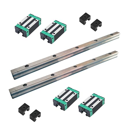 HG20 Linear Slider Rail, HG20 Rail 2pcs Length 300mm/11.81inch with 4pcs HGH20CA Square Bearing Slider Block, High Assembly CNC Linear Guide Kits for CNC Machines.