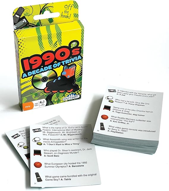 Outset Media 1990's A Decade of Trivia Travel Pack Card Game - for Ages 12 and up