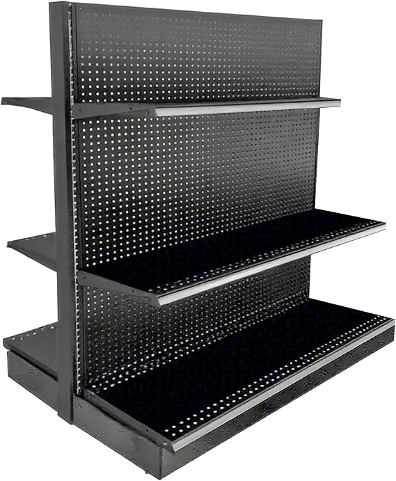 48X12X72" Doublesided Starter Gondola Display Merchandiser Unit, Excluding Shelves, Black MGDSS-481272-B-NPF