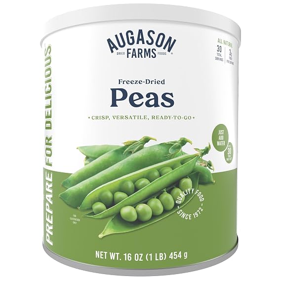 Augason Farms Freeze-Dried Peas Can | Emergency Food Supply, 30 Servings, 30 Year Shelf Life, Great for Cooking, Side Dishes, and Snacks, Dehydrated Meals