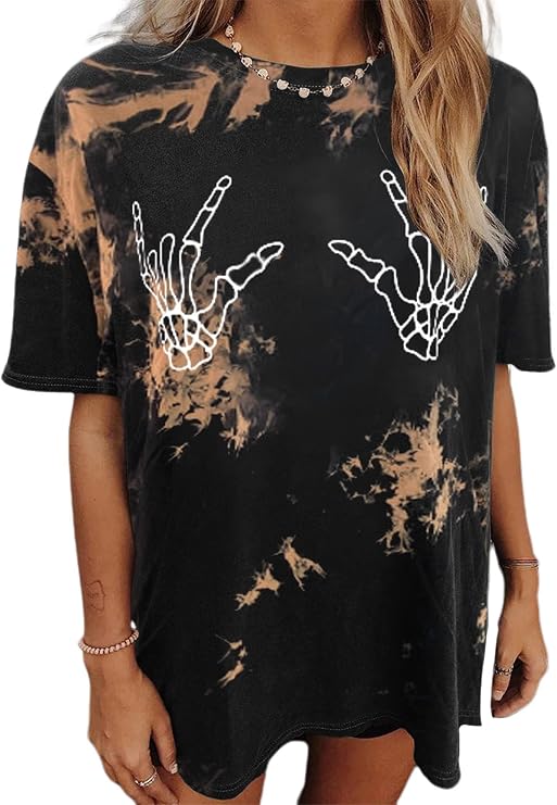 Avanova Women Graphic Letter Print Oversized T Shirt Short Sleeve Casual Summer Loose Fit Tee Top