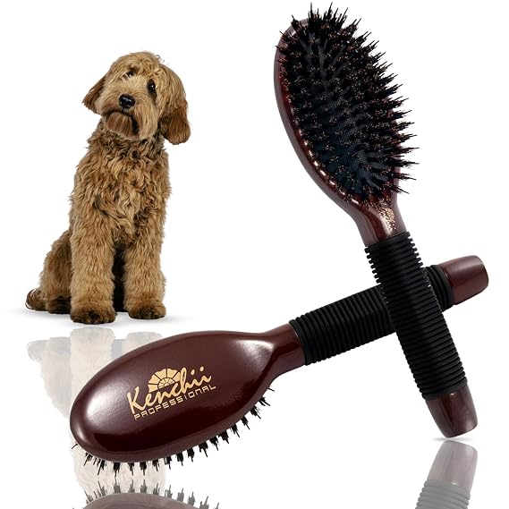 Kenchii Dog & Cat Grooming Brush, Small, Non-Slip Grip