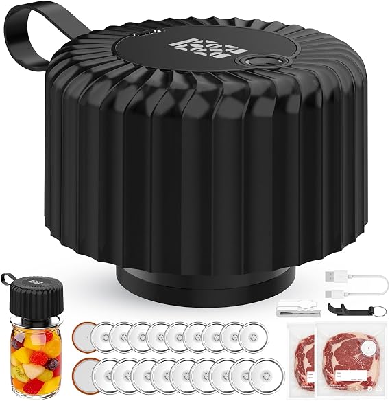 Upgraded Electric Mason Jar Vacuum Sealer Kit For Wide & Regular Mouth Jars, 3-in-1 80kpa Auto-Stop Vacuum Sealer for Mason Jars, Bags, Containers, Canning, Mothers Day Gifts for Mom Kitchen RV Travel