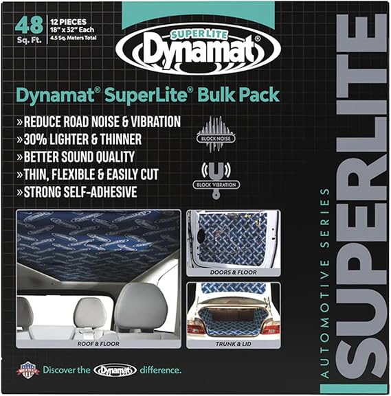 Dynamat 10648 18" x 32" Self-Adhesive Sound Deadener with Superlite Bulk Pack, (Set of 12) Made in USA