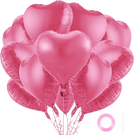 12Pcs Pink Heart Balloons,18 Inch Pink Heart Shape Balloons Love Balloons Valentine Balloons for for Valentines Day Wedding Brithday Decorations