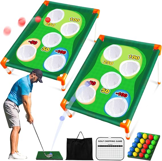 TOY Life Golf Cornhole Game Golf Corn Hole Set Chipping Golf Game Adults Kids Backyard Golf Game Golf Yard Corn Hole Game Golf Training Equipment Chipping Outdoor Indoor Golf (NO Club Included)
