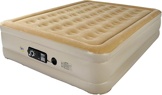 Serta Raised Air Mattress with Never Flat Pump | Luxury Inflatable Mattress with Built in Air Pump to Ensure a Good Nights Rest | Heavy Duty Blow Up Mattress with Self Inflating Pump