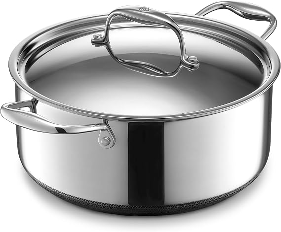 HexClad 5QT Hybrid Nonstick Braiser Dutch Oven with Lid, Induction Ready