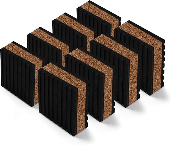 Cork Soundproofing Mats and Vinyl Record Soundproofing Feet, 2 x 2 x 7/8 for Turntable Amplifiers Subwoofers Record Players Vibration Isolation and Noise Reduction (8-Pack)