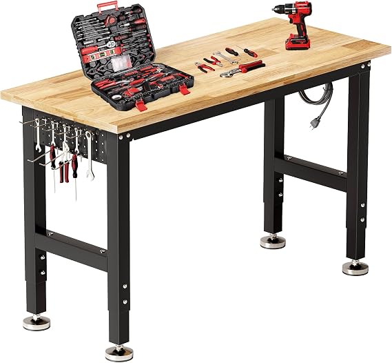 TLGREEN 48" Workbench, Heavy-Duty Adjustable Height Work Table, 2000lbs