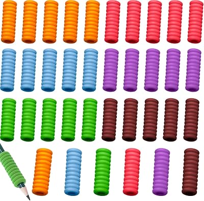 30-Pack Pencil Grips Pencil Grip 11 Rings Pencil Gripper for Kids Pen Grips Writing Aid Pencil Holder for Children Adults Relieving Fingers FatigueMulti-Color
