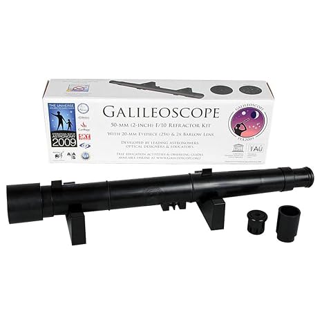 Arbor Scientific Galileoscope Kit - Beginner Telescope for Astronomy Enthusiasts, Adults & Older Children - 50mm Aperture, 25:1 to 50:1 Zoom Ratio, Manual Focus, Altazimuth Mount