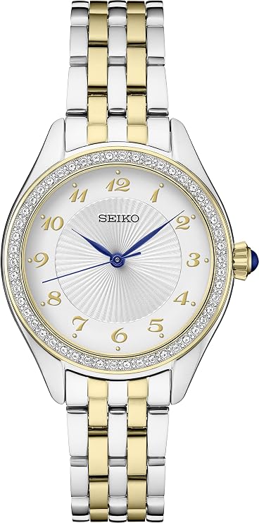 SEIKO SUR392 Automatic Watch for Women - Essentials - Swavorski Crystals - Stainless Steel Two-Tone Gold-Finish Bracelet - 50M Water Resistant