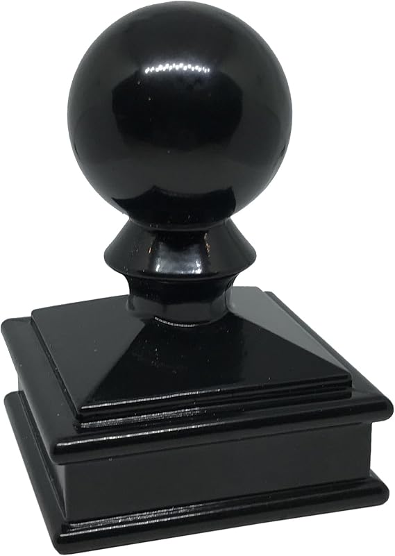 2" x 2" Aluminium Ball Top Fence Post Cap Black Pressure Fit Decorative Outdoor Railing & Fence Topper, Rust-Resistant Aluminum