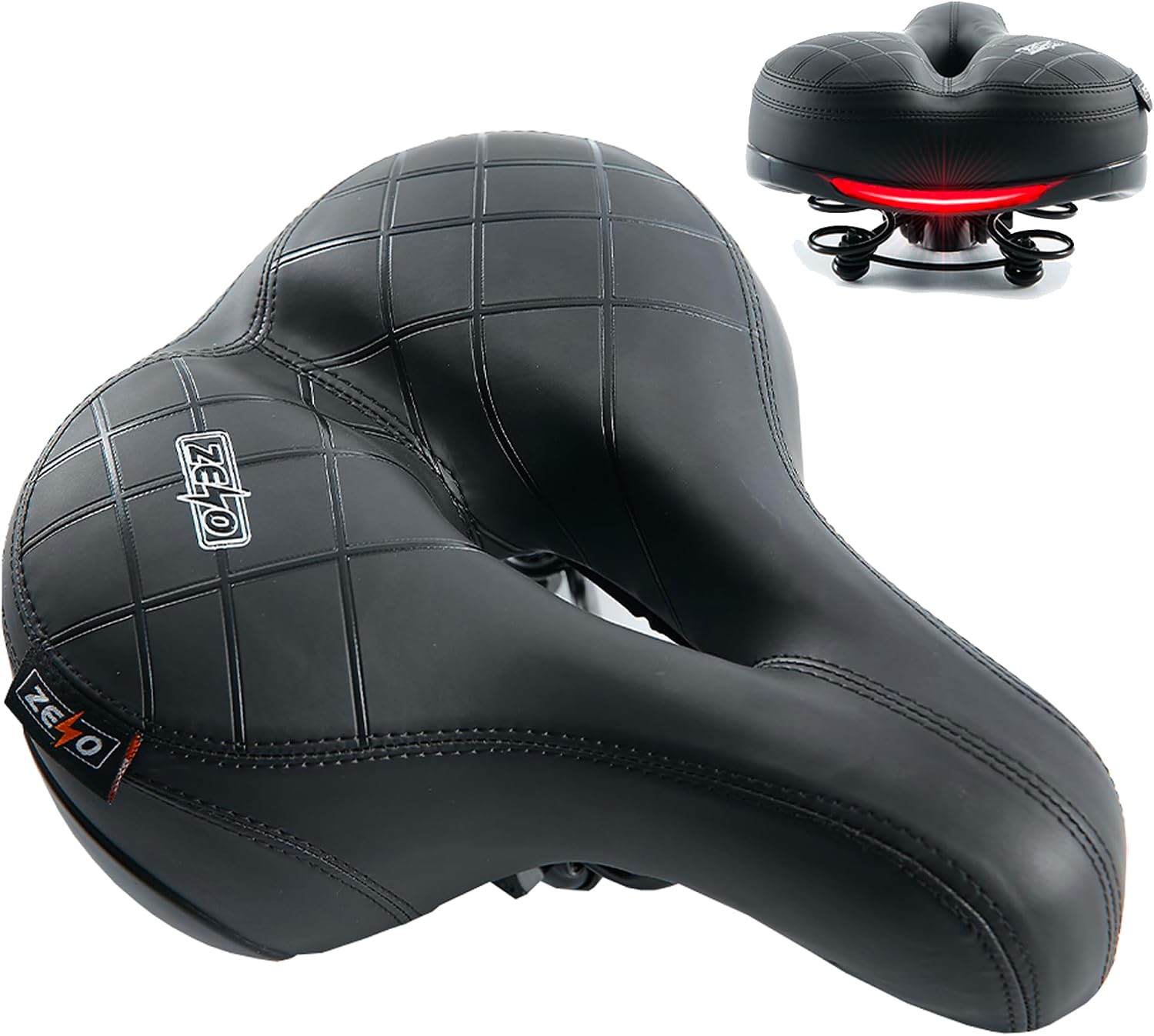 ZENO Bike Seat Saddle with Reflector | Bicycle Bike Seat with Soft Shockproof Springs and Punching Foam System | Cycling MTB Saddle Cushion Pad for CruiserRoad BikesTouringMountain BikeBMX