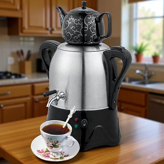 Electric Tea Maker with Stainless Steel and Ceramic Teapots, Automatic Heat Preservation, for Coffee and Tea