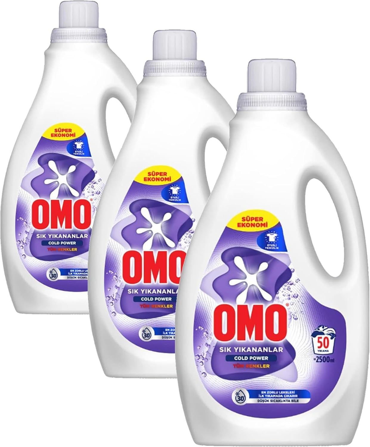 OMO Cold Power Sık Yıkananlar Tüm Renkler İçin Sıvı Çamaşır Deterjanı 2500 ml 3 paketi