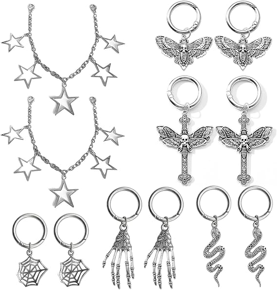 12PCS Shoe Charms Shoe Chain Punk Gothic Boot Chains Boot Charms Shoes Decoration Shoe Accessories for Sneakers DIY