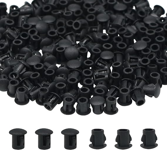 200PCS Plastic Hole Plugs for Round Holes Black Hole Plug Round Drill Door Screw Hole Plugs 1/5"