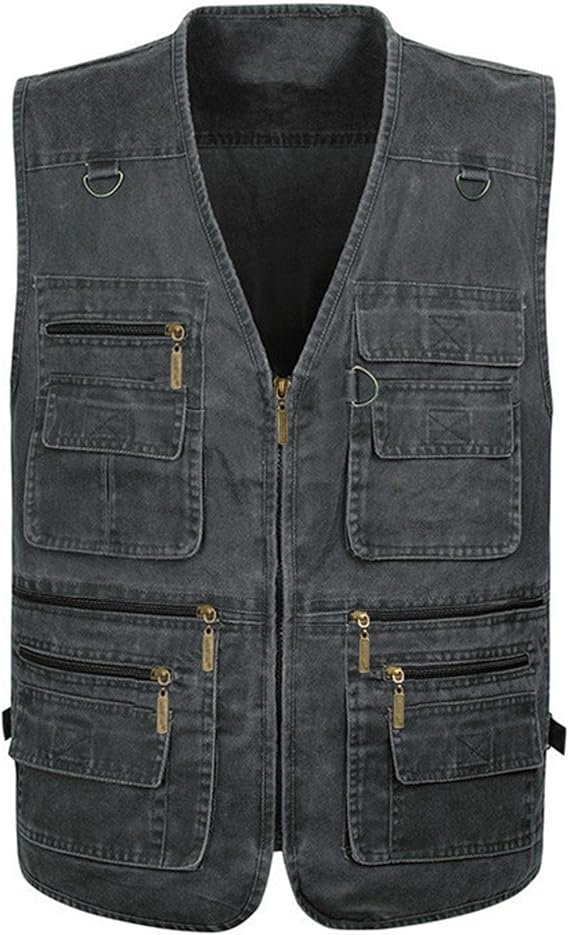 Men's Outdoor Fishing Vest Multi-Pockets Photographer Travel Vest Hiking Safari Cargo Vest Jacket Waistcoat