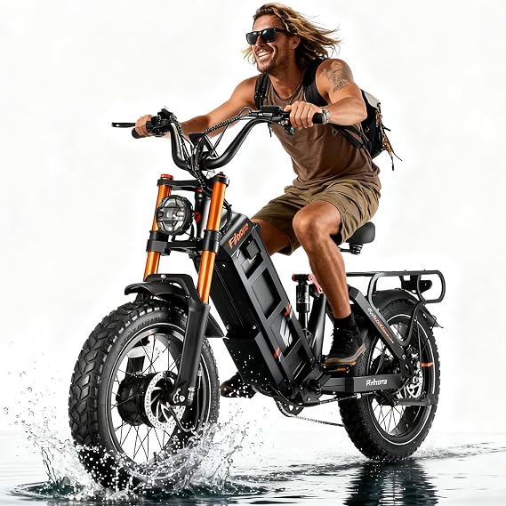 eAhora Juliet Pro-II Electric Bike - 2000W/5200W 34/43MPH Long Range 70AH 60V Ebike for Adults, 120-220Miles 20" Fat Tire Full Suspension Mountain E-Bike