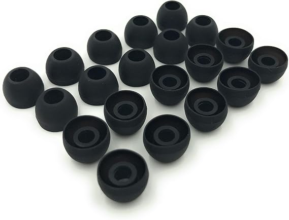 10 Pairs Medium Earbud Tips Silicone Replacement Ear Bud Tips Black