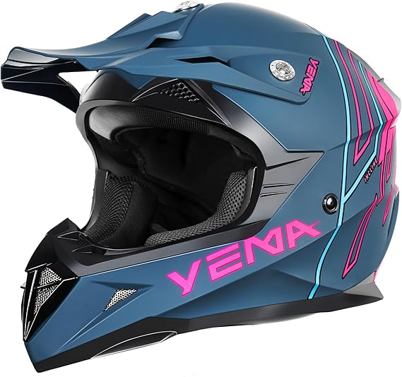 YEMA Adults Dirt Bike Helmets, Ventilated Motocross ATV Dirtbike Offroad BMX MX Helmets, DOT Approved Motorcycle Helmets, YM-915, Black