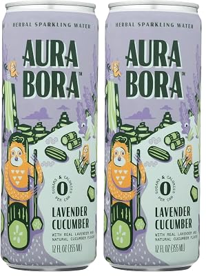 Aura Bora Herbal Sparkling Water Lavender Cucumber, 12 Ounce Pack of 2
