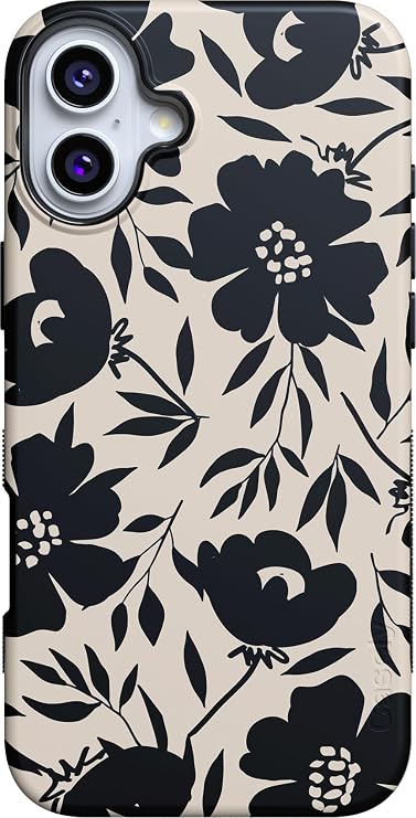 Casely iPhone 16 Case | Dark Fantasy | Contrast Floral | Bold Protective Design | MagSafe Compatible Design