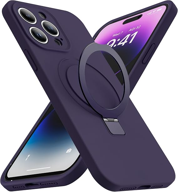 SKYLMW iPhone 14 Pro用 スタンド付きケース、6.1インチ パープル