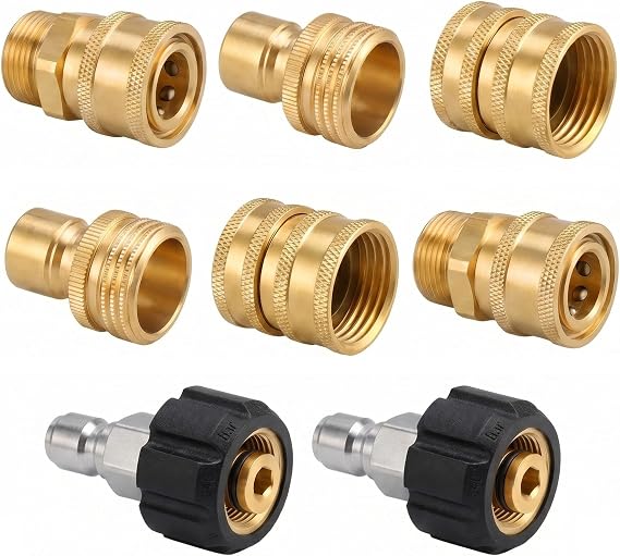 Universal Pressure Washer Quick Connect Adapter Set, M22-14mm to 3/8" Quick Disconnect, 3/4" GHT Quick Release, 5000 PSI