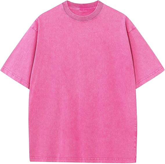 Men's Cotton T-Shirts Oversized Unisex Short Sleeves Casual Loose Wash Solid Basic Tee Tops