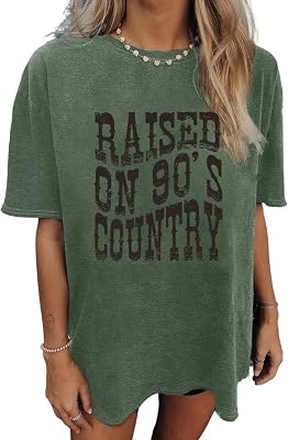 Oversized 90s Country Shirts for Women Raised On 90S Country Shirt Country Music Tshirt Rock Band Vintage Tee Tops