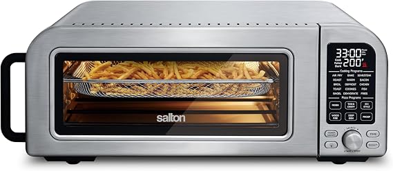 Salton Pizzadesso Ultra High Heat Professional Pizza Oven & Air Fryer Combo | 800F/430C | Air Fry Technology | 15 Cooking Functions | Toaster Oven for Steak, Veggies, Wings, Cake, Pizza, and More