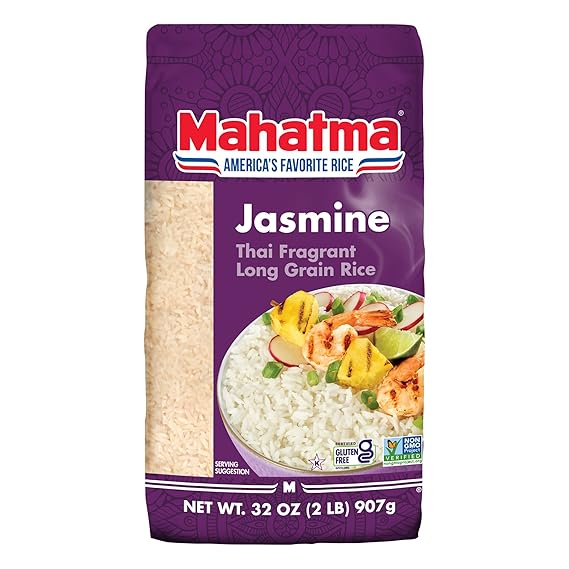 Mahatma Jasmine, 2lb Bag of Rice, Thai, Indian, or Cambodian Fragrant Flavored Rice, Stovetop or Microwave